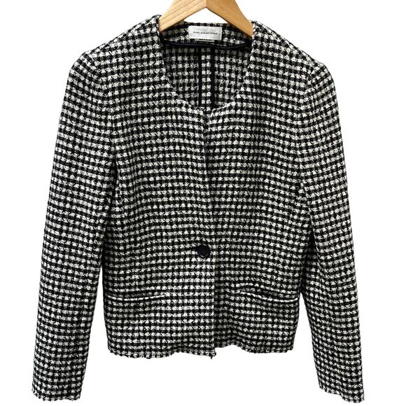 ETOILE ISABEL MARANT Lyra Houndstooth Blazer, Black/White Size 40